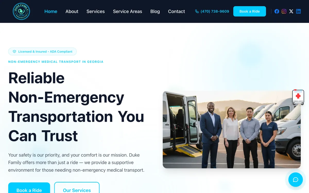 Duke Family Transportation website designed by Insiible Consulting