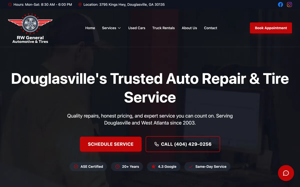 RW Automotives website designed by Insiible Consulting